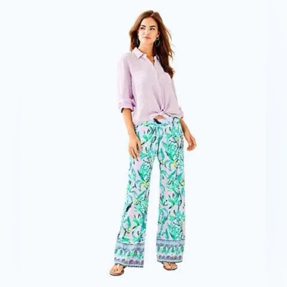 Lilly Pulitzer NWT Bar Harbour palazzo pull on wide leg pants S lilac verbena​